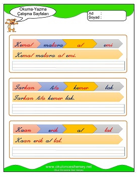 k sesi Grubu Çalışma Sayfaları